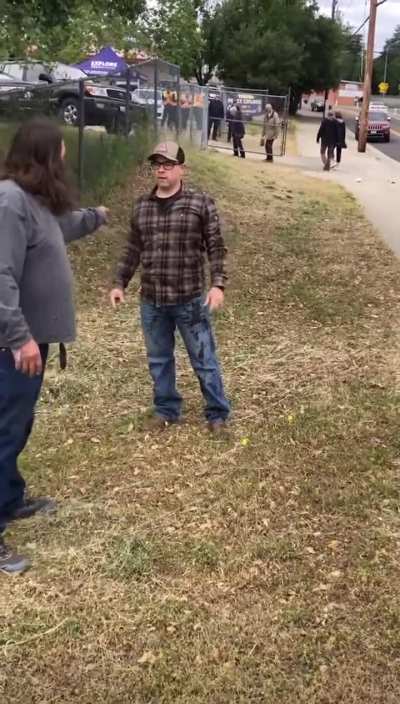 Redding, CA — Off-Duty Redding PD officer physically assaults Purple Heart Veteran for Constitutionally-protected public speech, uses excessive force in slamming him headfirst onto ground, and kneeling on his head/neck/shoulder.