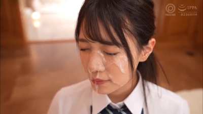 Japanese girl gets a bukkake