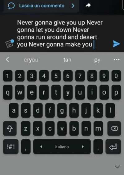 My keyboard is able to rickroll