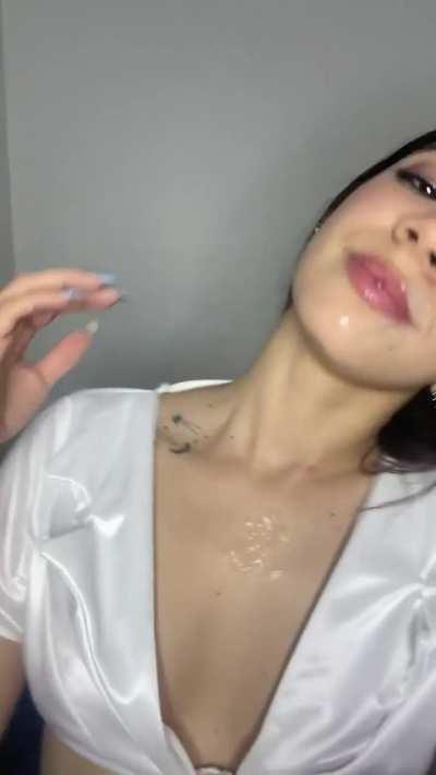 I love it when he paints my face with cum like this
