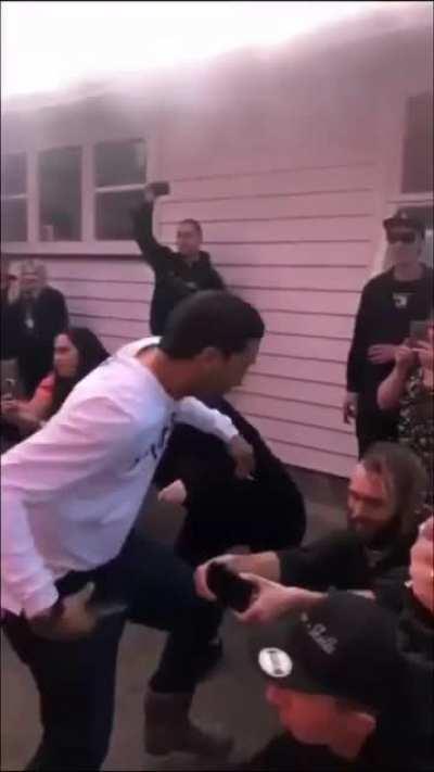 Gender reveal almost burns down the backyard.