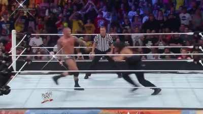 Randy Orton counters Roman Reigns's spear into a powerslam, and Superman Punch into an RKO - SummerSlam 2014