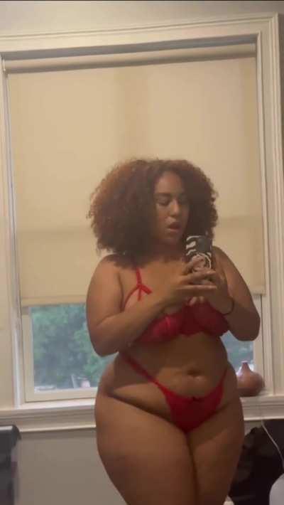 Katmari23 showing off her fat ass in sexy red lingerie sexiest bbw 