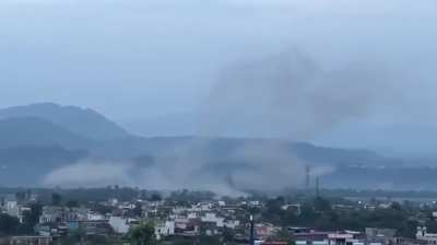 Udhampur airbase in India after getting hit by Pakistani Fateh II Missiles