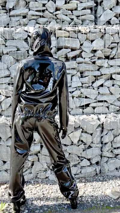 Out in my black latex rainwear, again