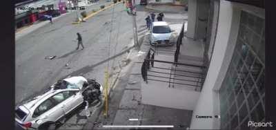 Extreme crash caught on different camera angles