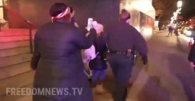 soldiers take away heretic away for not having a vaccination card in a museum!!!! Amazing work!!!