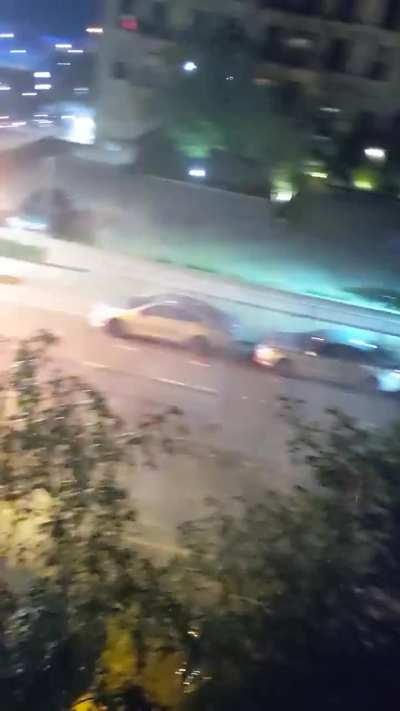 Slowly driving over a lit mortar.