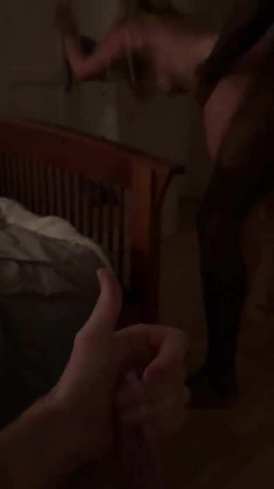 Watching his milf get blacked