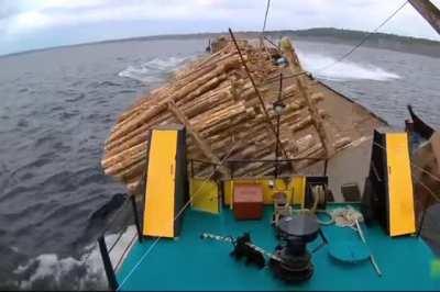 WCGW transporting log piles overseas