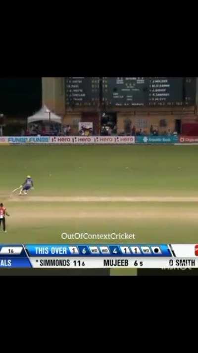 Odean Smith's super fielding off his own bowling
