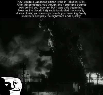 Tried my hand at making a Gojira-themed distressing meme