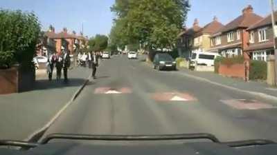 Riding down the wrong side of the road while texting