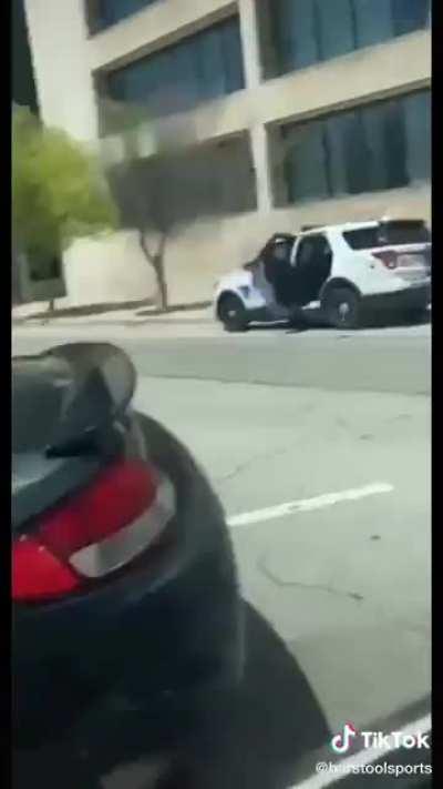 Lady makes her escape when no one is looking