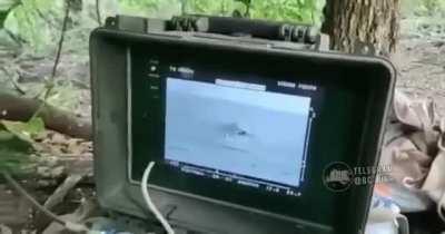 A Russian BMP-2 being hit by a Ukrainian stugna-p while moving through a field