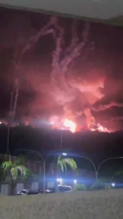 Secondary explosions after a target was hit in Venezuela