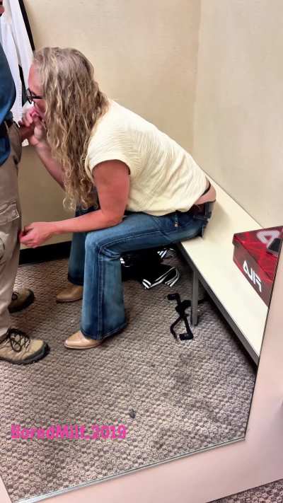 Sucking his dick at the mall like a good MILF