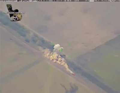 RU POV: Ukrainian BMP gets struck by Krasnopol 152mm guided artillery on the Southern front.