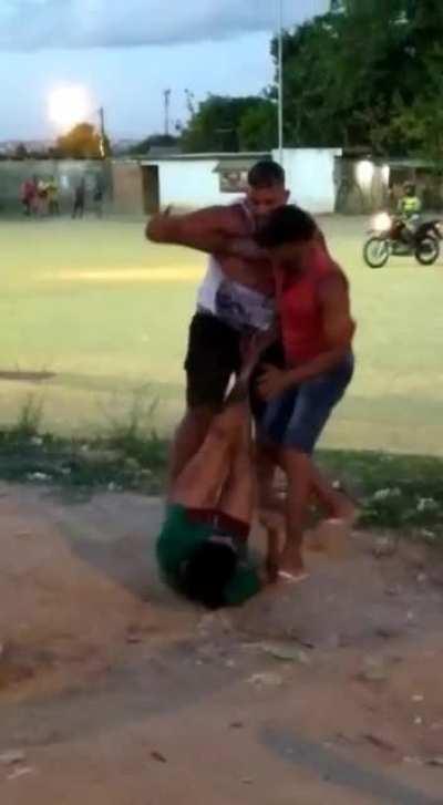 Man throws woman around like a ragdoll.