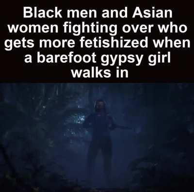 She outside with no shoes on