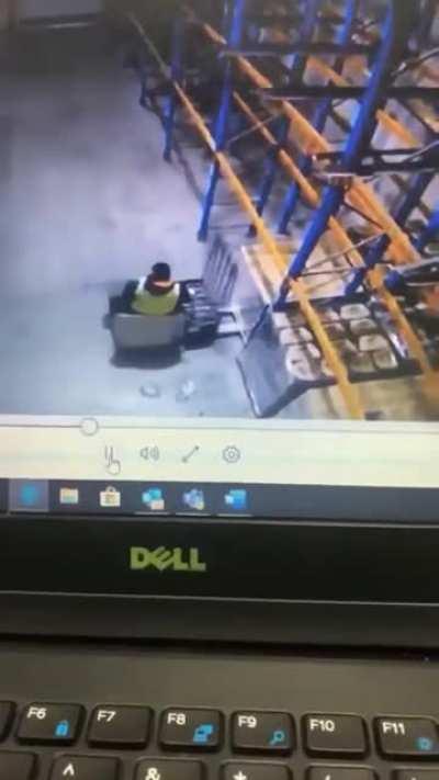 to move a pallet from the rack with a forklift