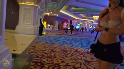 Dared to walk through the casino with my pussy showing! [F]