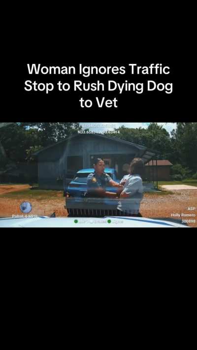 Cop stops woman from driving her dying dog to the vet
