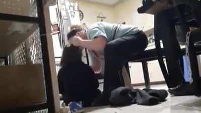 Crazy Lady Beats Kid