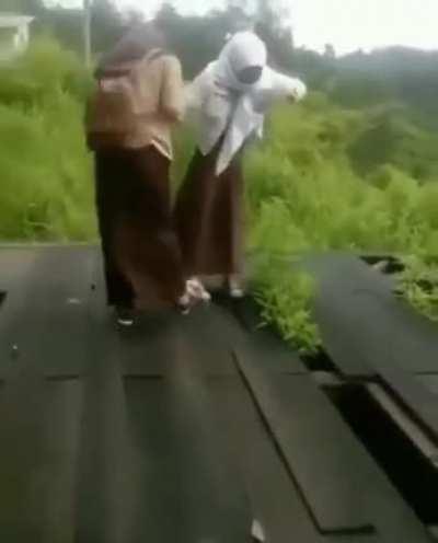 WCGW Jumping on plank on old abandoned patio