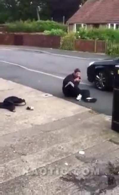 1 punch KO. Breaks His Leg On The Way Down