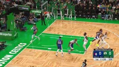 [Highlight] Kristaps Porzingis's first points in a Celtics Uniform