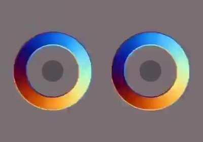 Dois círculos do mesmo tamanho girando em direções diferentes