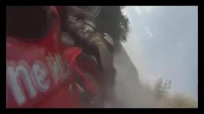 Speeding biker barely survives hitting a heavy truck just to get run over by other rider