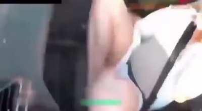 Overpass sign falls and hits a car