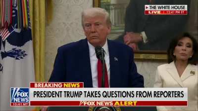 Reporter asks President Trump when interviews for foreign student visas will resume. Trump responds confused: “On what? For the French?” Reporter clarifies “All foreign students,” Trump replies, “What are you referring—foreign visas for what?”