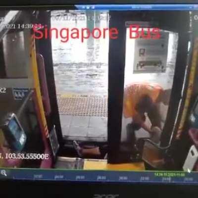 Bus driver closes doors on elderly passenger alighting