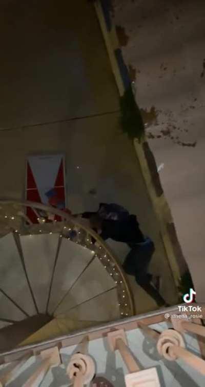 Spiral staircase and a handle