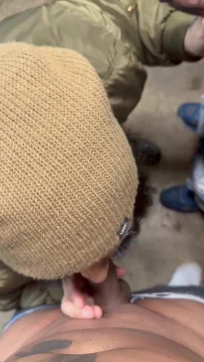 Hubby invited his buddy over for a bbq. We started drinking and smoked a few blunts and before we knew it they both had their dicks out and down my throat. 