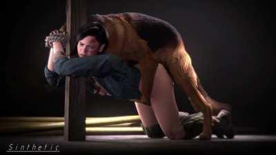 Helen Park tied up and fucked by a dog (sinthetic)