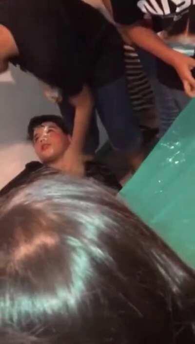 WCGW more than 10 arms slamming the celebrants face on a cake