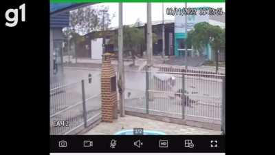 Car split in half after driver loses control