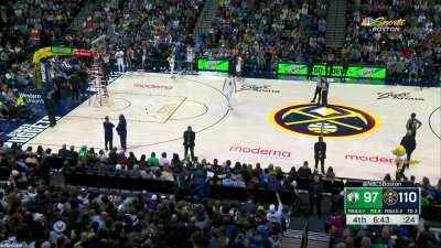 [Highlight] The ladder makes an appearance as a technician at the Nuggets Stadium has to break out the laser digital level and make an adjustment to the rim at the Celtics vs Nuggets game