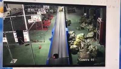 Conveyor Belt Drags Kid In Between [Rescued and Alive]