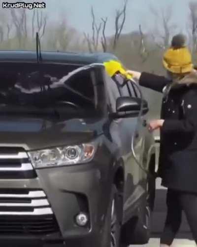 Mulher lavando carro