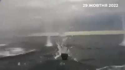 Drone attack on Black Sea Fleet, different angle/drone
