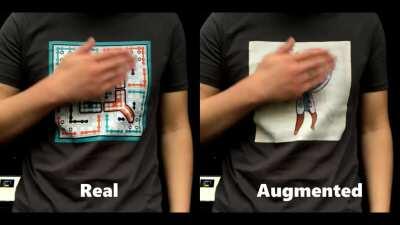 Augmented reality t-shirt I made. When you wear the t-shirt, you can change it’s appearance in photos and videos by using an app