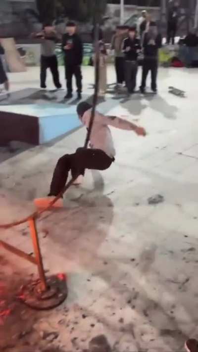 skateboarding over a fire