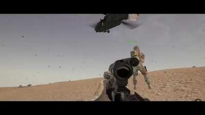 This MadLad's cinematic chopper entrance is amazing.