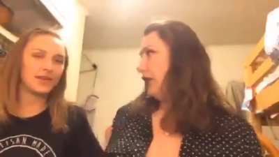 Mom flashing her tits in front of her daughter