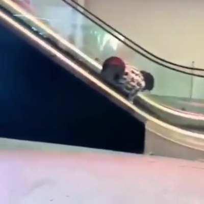 Going the wrong way on an escalator